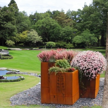 Caja de flores de acero de acero jardín decorativo