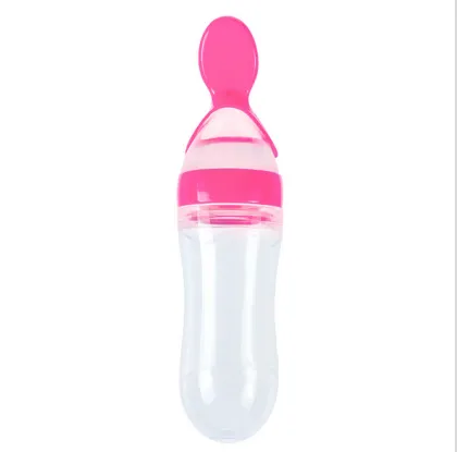 Silicone extrusion feeding spoon baby rice cereal silicone bottle soft silicone spoon cereal feeder