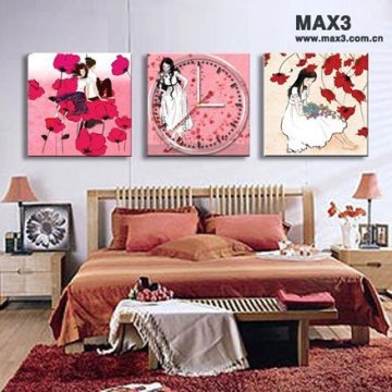 Wholesale Decorative Canvas Painting Beautiful poster wall clocks for home decoration