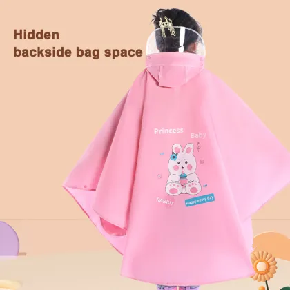 Little Boy's Transparent Rain Poncho for School Cartoon Character