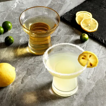 Elegant Stemless Vertical Stripes Cocktail Glasses