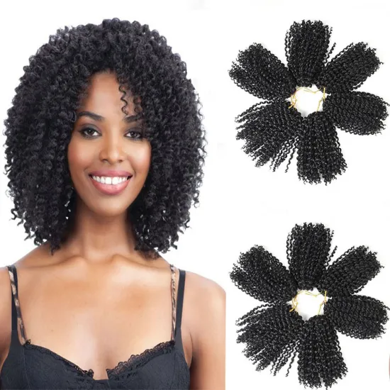 Mali Bob Twist Crochet Hair 3 Pieces One Pack Solid And Two Color Short Kinky Curly Crochet Hair Extension For Women