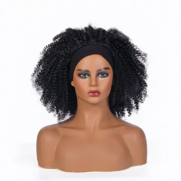 Wholesale Afro Kinky Curly Headband Wig for Black Women Shoulder Length Wigs with Headband Attached Kinky Curly Headband Wig