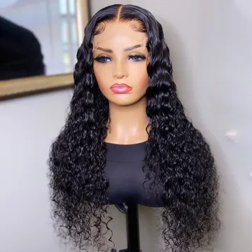 Wholesale Raw Human Hair Vendor Natural Black Lace wigs For Black Women 100% human hair lace frontal deep wave wig