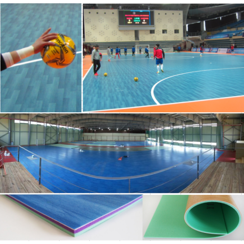 Piso de madeira de bordo de PVC durável para futsal