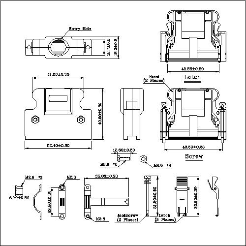 1.27mm Series 50P Hood Straight Exit Split Type HPPCS02-50XXX