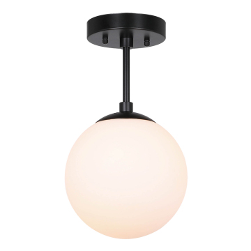 White Glass Globe Ceiling Light - Minimalist Villa Home Decor
