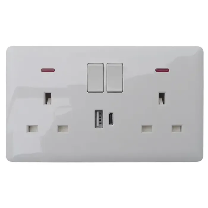 Soket Sakelar 2-Gang DP 2-Gang yang Diindikasikan Neon 13A