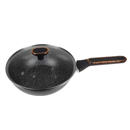 Classic Design 24cm Flat Bottom Iron Wok Pan