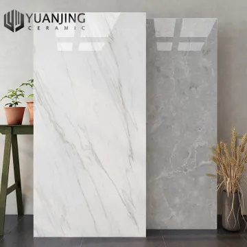 Polished Grey Marble Porcelain Tiles - 750x1500mm Luxury Glossy Calacatta White Stone Look Ceramic Floor Tiles