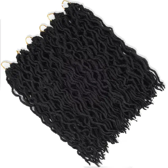 Alileader  18" Curly Faux Locs Hair Extensions For Black Women 4 Colors Wavy Faux Locs Crochet Hair Extensions