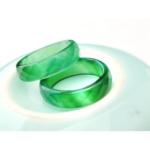 Natural 6MM Green Agate Gemstone Faceted Rings