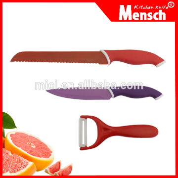 3pcs New design color knife with non-stick coating