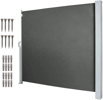 Outdoor Retractable Folding Screen: Polyester Aluminum Privacy Divider with Steel Pole and Side Awning