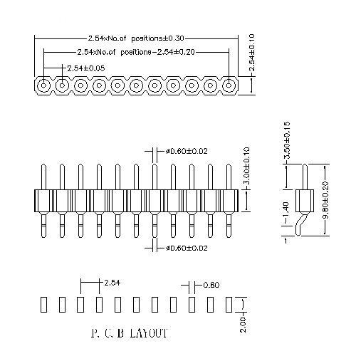 MPHES-XXX06 Machined Pin header connectors 2.54 mm MPHES series MPHES-XXX06 Machined Pin header connectors 2.54 mm MPHES series