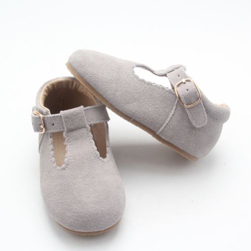 Sapatos sociais de couro com cordões Tbar para crianças