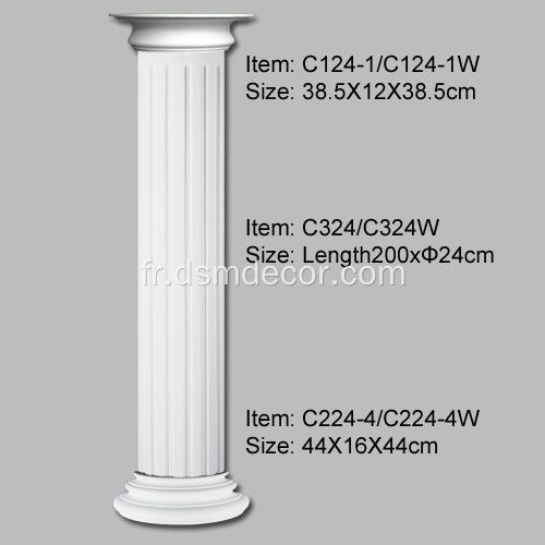 Colonnes cannelées en PU de 24 cm de diamètre