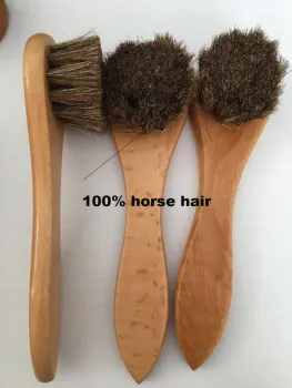 beech wooden plate horse hair shoe brush