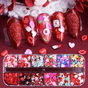 Valentine's Day Mixed Style Heart Polymer Clay 3D Nail Art Decorations
