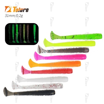 10pcs / sac Paddle Tail Lours en plastique souple 3,1 cm 0,2 g d'appâts de pêche d'eau douce 0,2 g