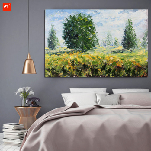 Peaceful Countryside Field View Oil Painting