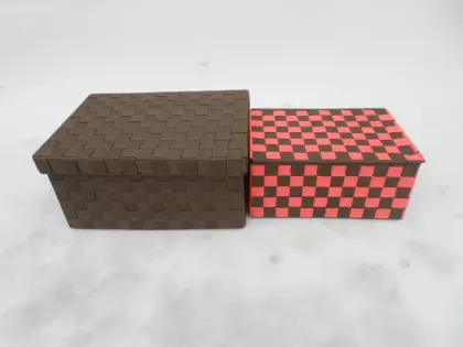 S/2 hand  woven PP  storage baskets with lid