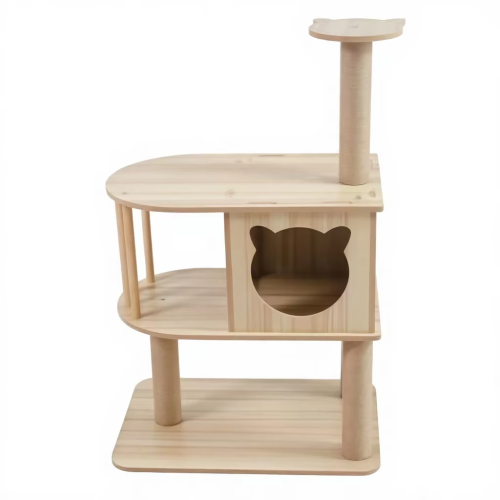 Luxury Modern Eco-Friendly Wooden Cat Tree House Pet Toy with 4-Tier Scratching Climbing Hammock Resting Nest for Indoor Use