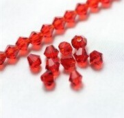 6mm 8mm red color Bicone crystal glass beads for wedding decoration