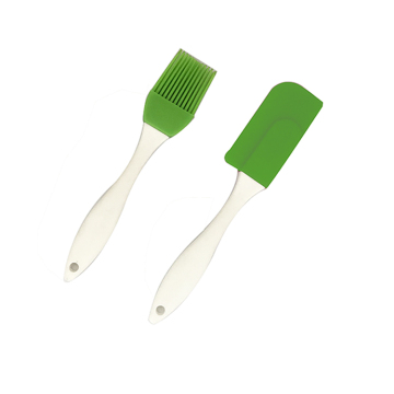 Green Kitchen Tools Set: Eco-Friendly Kids Cake Cream Butter Spatula and Brush with Plastic Handle
