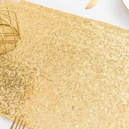 Wholesale Hotel Wedding Banquet Party Home Christmas Decoration Polyester Square Embroidered Sequin Table Flag