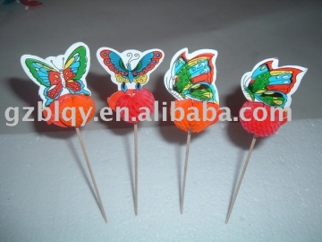 Wooden stick or pick with butterfly
