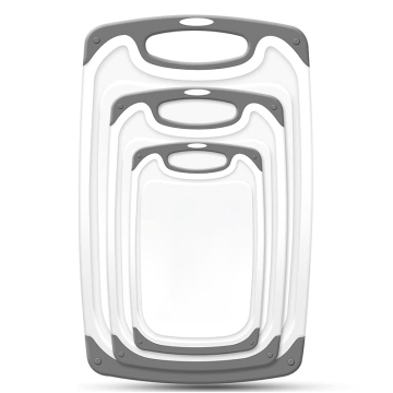 Dishwasher Safe BPA Free Wear Resistant Non-Slip Plastic Cutting Board Set with Leak-Proof Juice Groove