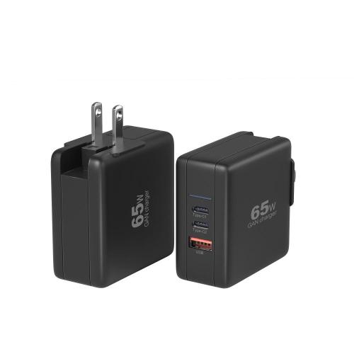 Electronics Products Gan Charger 65W 3 Port USB C Quick Charge 4.0 PD Fast Charge Travel Charger