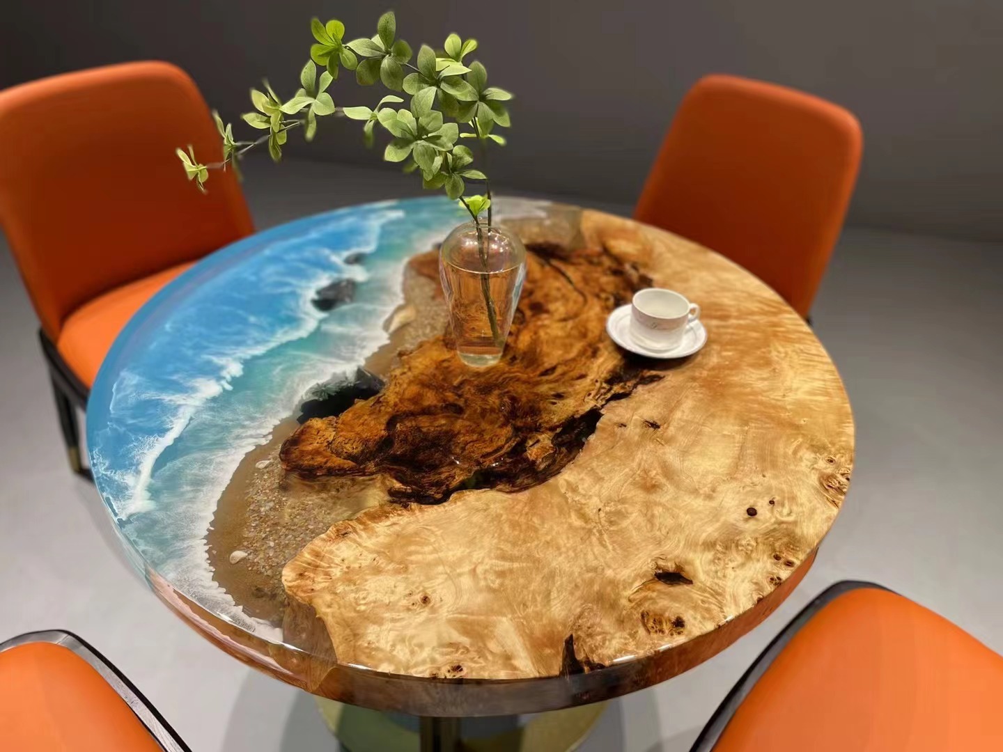 Home Furniture Direct Solid Walnut Wood Restaurant Kitchen Epoxy Resin Slab Dining River Table