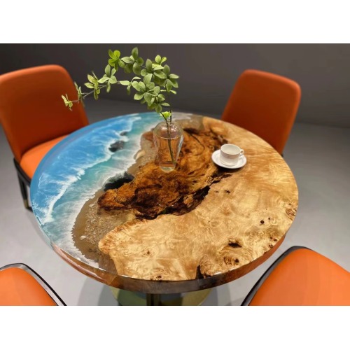 Kitchen Dining Table Home Furniture Direct Solid Walnut Wood Restaurant Kitchen Epoxy Resin Slab Dining River Table Manufactory