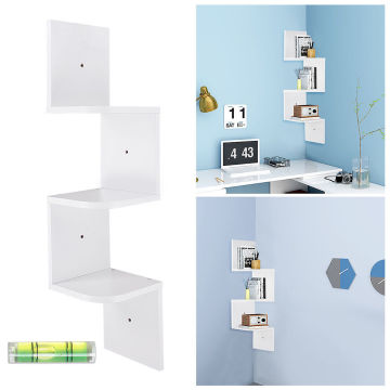 White Wall Mount Organizer 3 Tier Corner Shelf