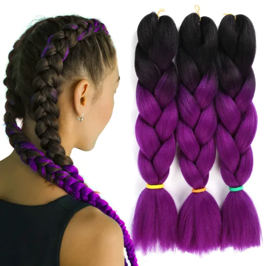 Free Sample 24 Inch Synthetic Jumbo Braiding Hair Ombre Crochet Braid Extensions for Black Women