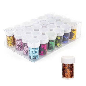 24pcs Colorful Mixed Star Heart Sequin Holographic Glitter Powder for Art Decor and Kids Education