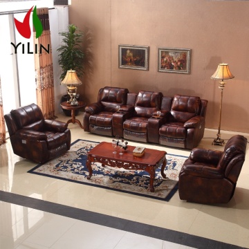 Modern 5 Seater Leather Recliner Sofa Set for R605 Living Room and Home Theater