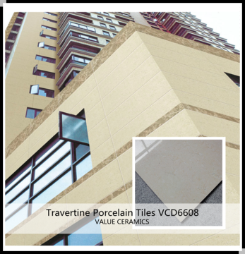 Polished beige travertine floor tile 600x600