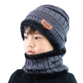 2019 New Winter Children Knitted Hat Ring Scarf Sets Kids Warm Baby Plus Velvet Thick Soft Cap Boys Girls Fleece Lining Beanies