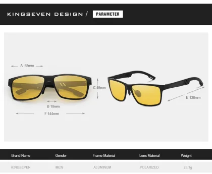 KINGSEVEN Aluminum Polarized Night Vision Sunglasses for Men