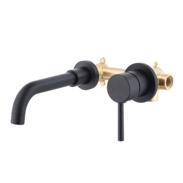 Black Copper Concealed Basin Tap for Wall-Mounted Wash Basin - Hot and Cold Water Faucet
