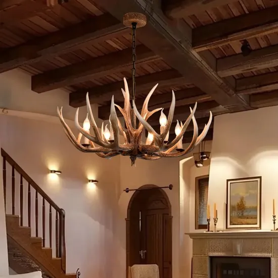 Wholesale Deer Antler Chandelier with Chain: Unique American Resin Decorative Lighting