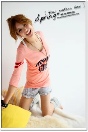 Korean Style Character Sport Style T-shirt