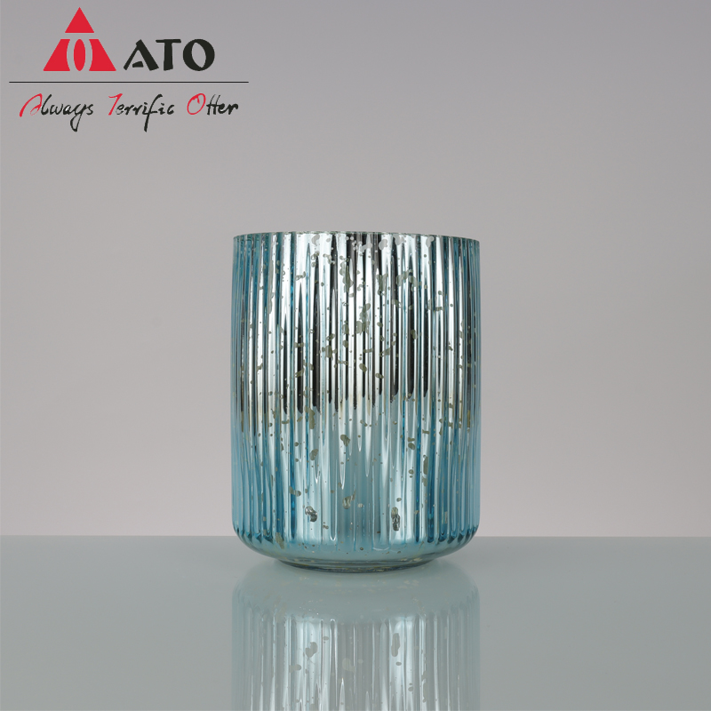 Ato Blue Candle Holder Cut Glass Candle Jar