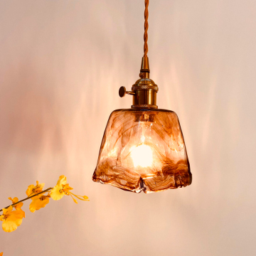 Scandinavian Retro Japanese Brass Glass Chandelier - Personalized Small Dining Room Bedroom Lamp