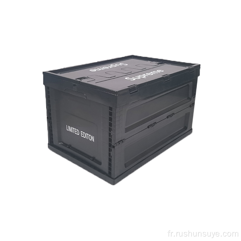 Boîte pliante de mode noire 65L avec couverture