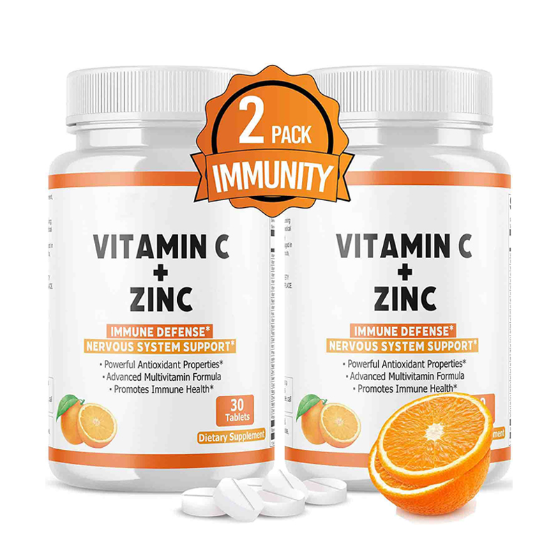 Private Label Immune Boost 500mg Orange Flavor Vitamin C Zinc Chewable Tablets Improve Immune System