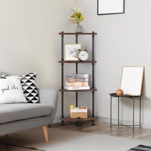 4-Tier Industrial Design Pipe Corner Shelves